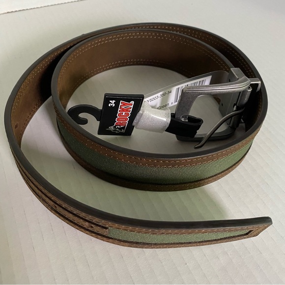 NWT Rocky leather belt with tooled metal and camo inserts size 34 - Picture 3 of 12